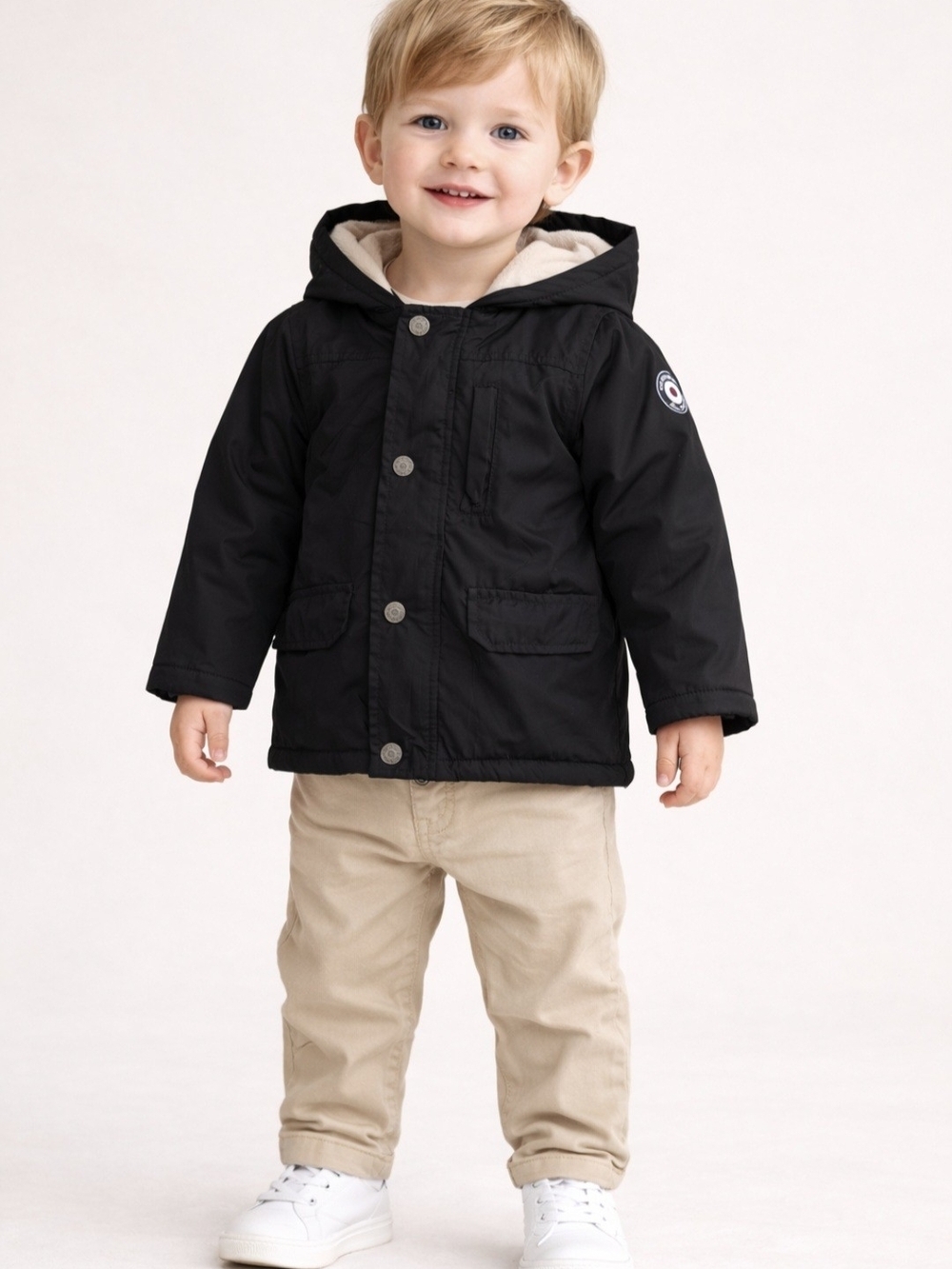 BNWT Ben Sherman Hooded Parka Jacket Black Sherpa Lined Classic British Style 2T